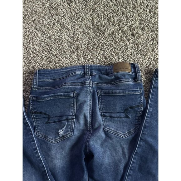 American Eagle  super stretch jeggings size 0 distressed Skinny Leg Medium Wash - Picture 13 of 13